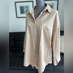 ZARA 100% Cotton Shirt Beige/Cream
